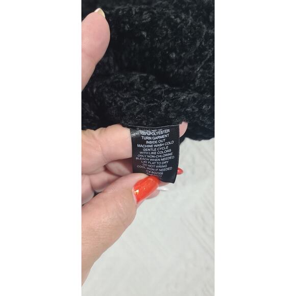 Sanctuary fuzzy chunky loose knit black sweater women's Size LG goth office emo - Picture 7 of 8